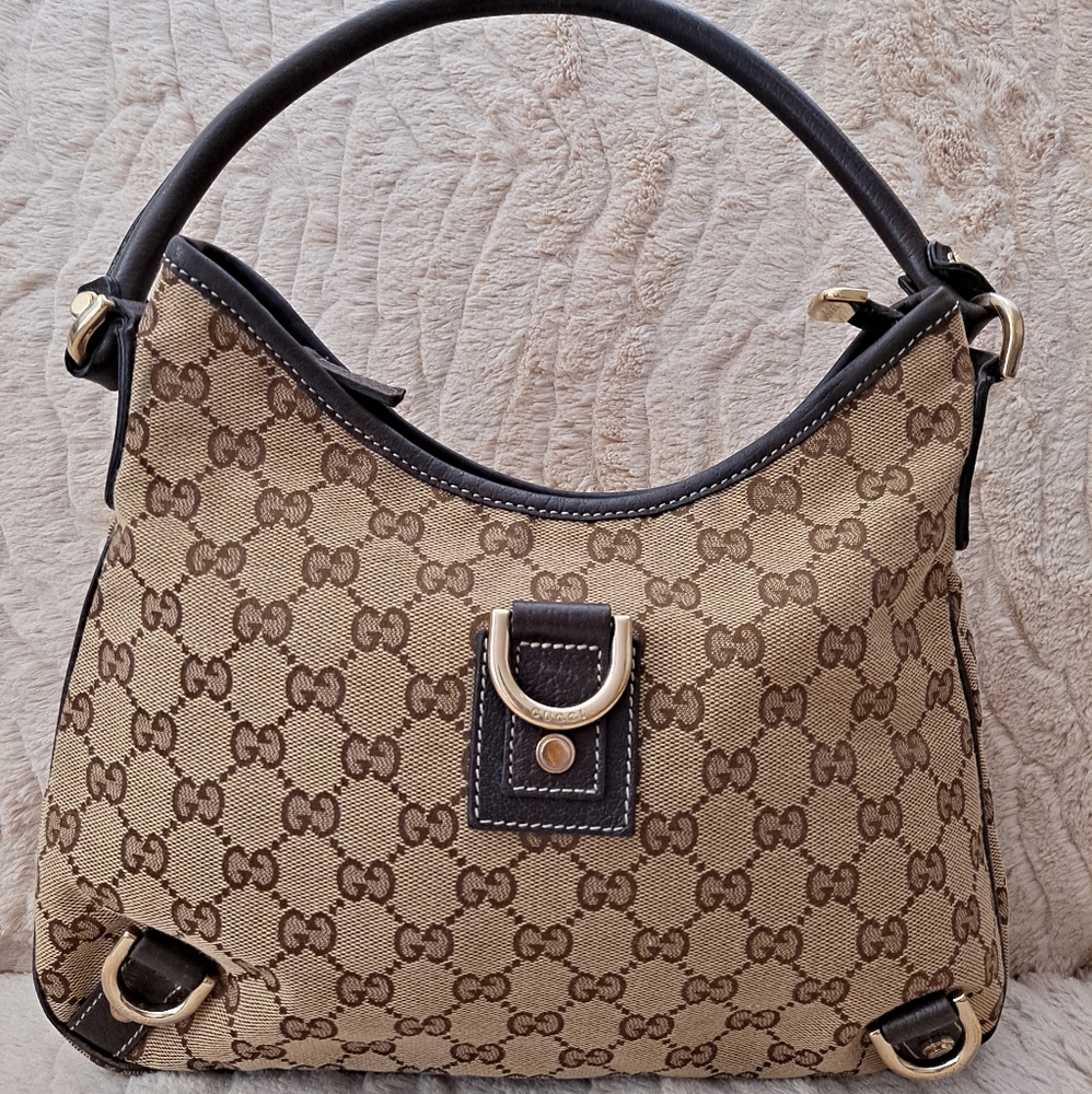 Gucci GG Canvas Abbey D-Ring  Small Hobo Bag